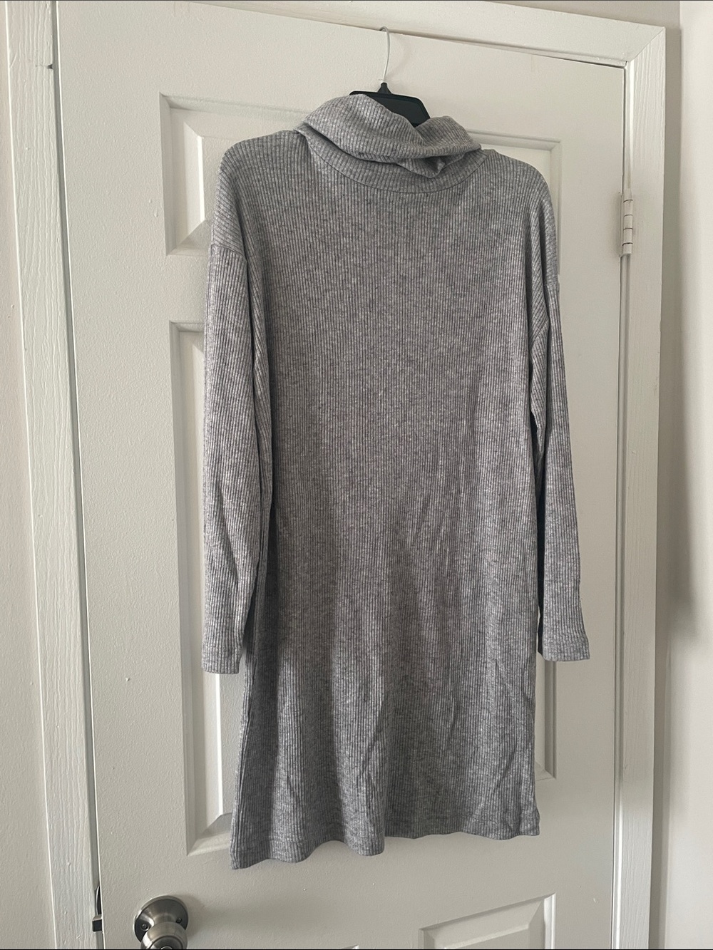 Time and Tru Gray Ribbed Long Sleeve Turtleneck Dress